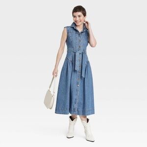 Blue Denim Midi Dress